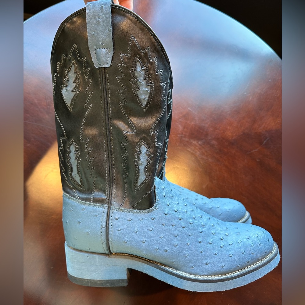 Old West Youth Black & Blue Boots Size 5.5